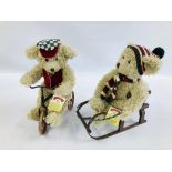 TWO SPECIAL EDITION COLLECTORS TEDDIES WITH TAGS TO INCL TOBOGGAN TEDDY AND BIKING TEDDY