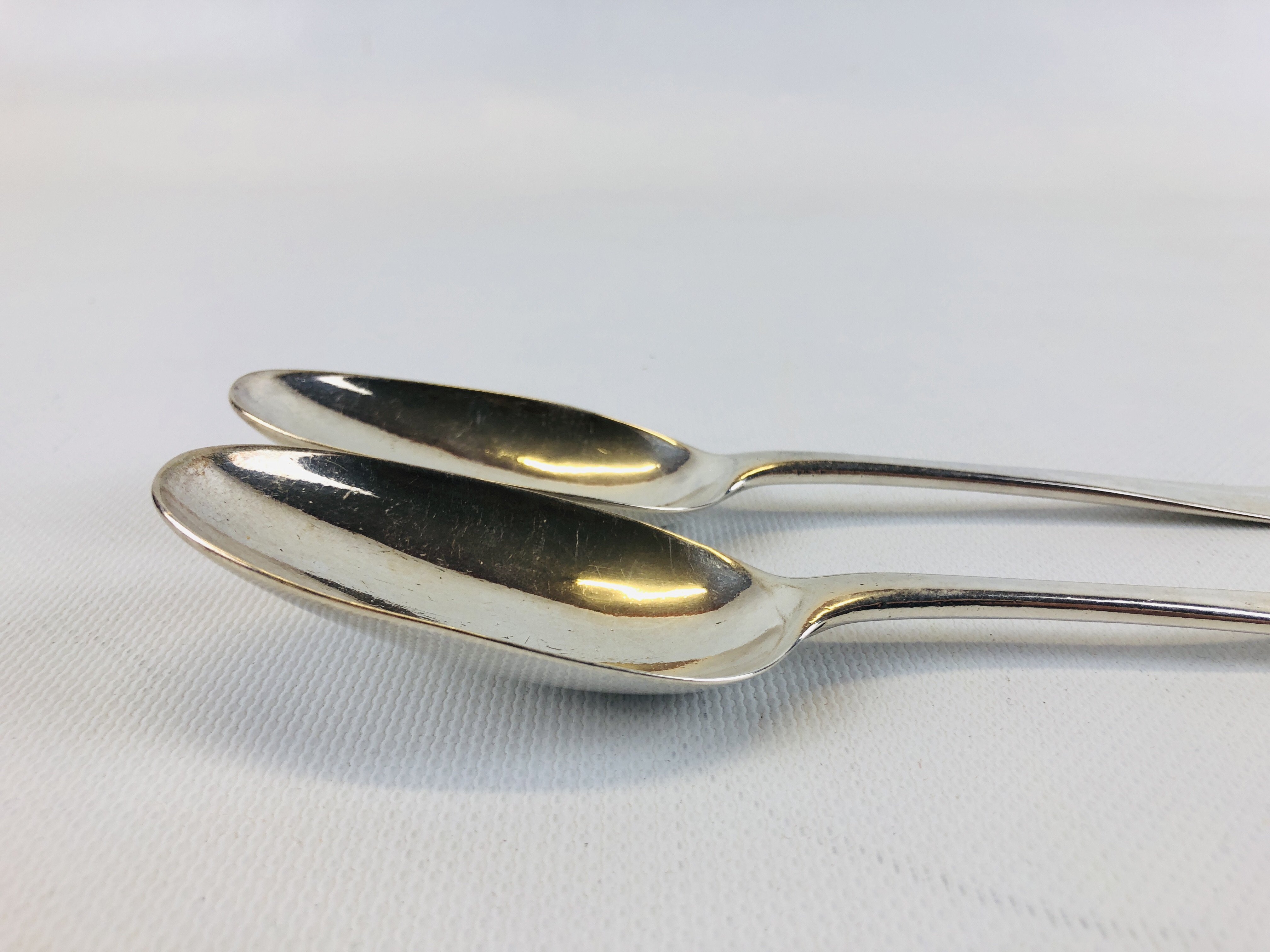 A PAIR OF GEORGE I SILVER SERVING SPOONS, LONDON 1721. - Image 4 of 10