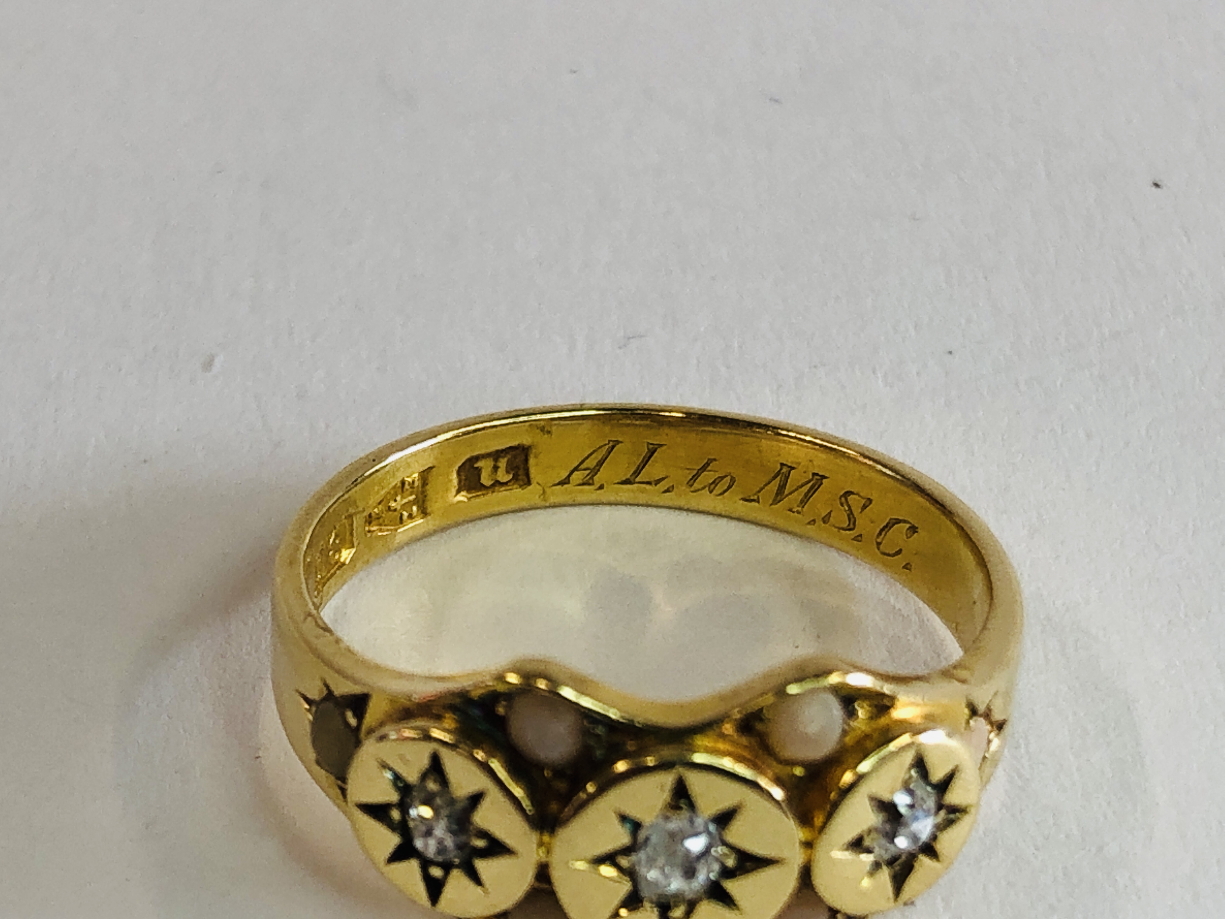 AN ANTIQUE 18CT GOLD DIAMOND AND CORAL RING, CHESTER 1883. - Image 3 of 7