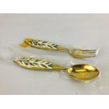 ANTON MICHELSEN SILVER & GILT ENAMELED COLLECTORS SPOON & FORK JULY 1970