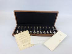 AN RSPB SILVER SPOON COLLECTION, J PINCHES LON 1975, 12 SPOONS.