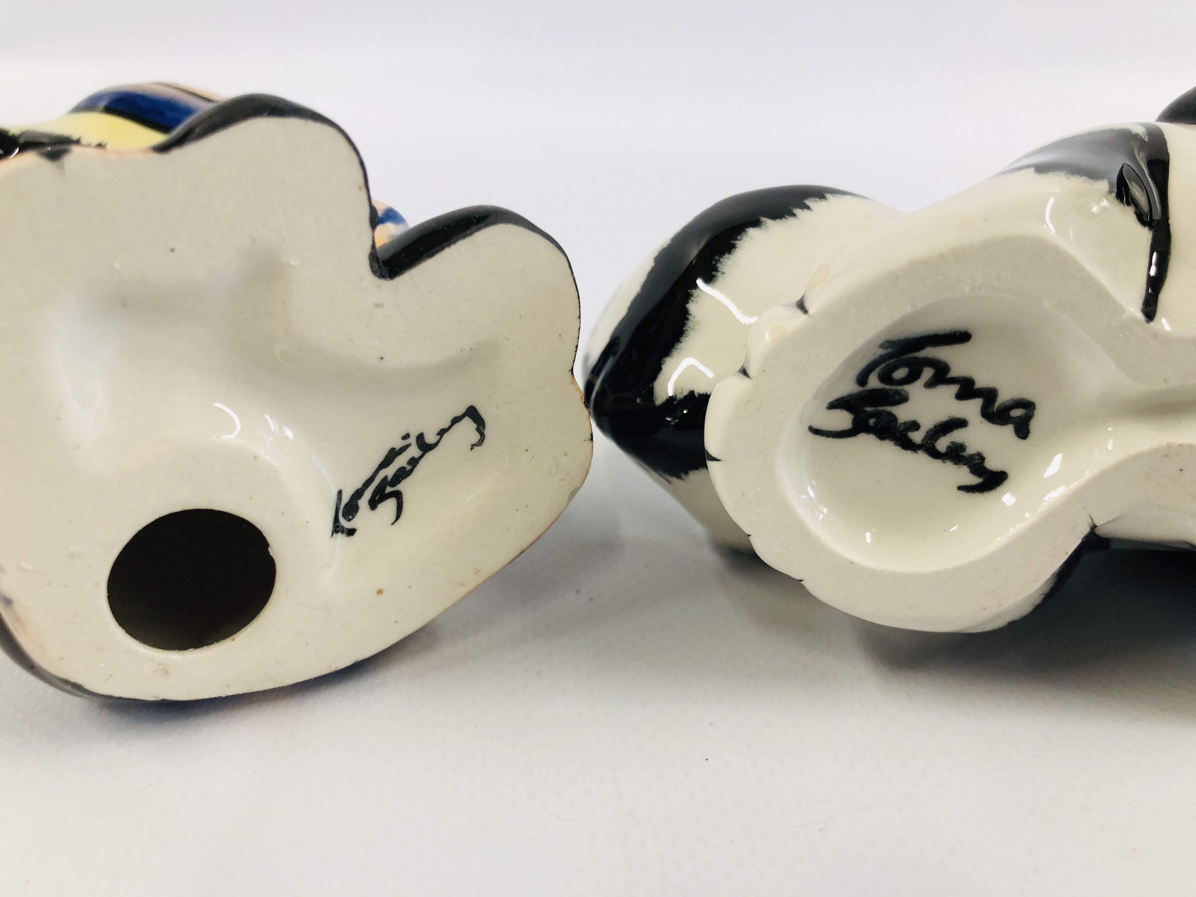TWO LORNA BAILEY CAT ORNAMENTS MUPPET AND ONE OTHER H 9CM BEARING SIGNATURES. - Image 5 of 5