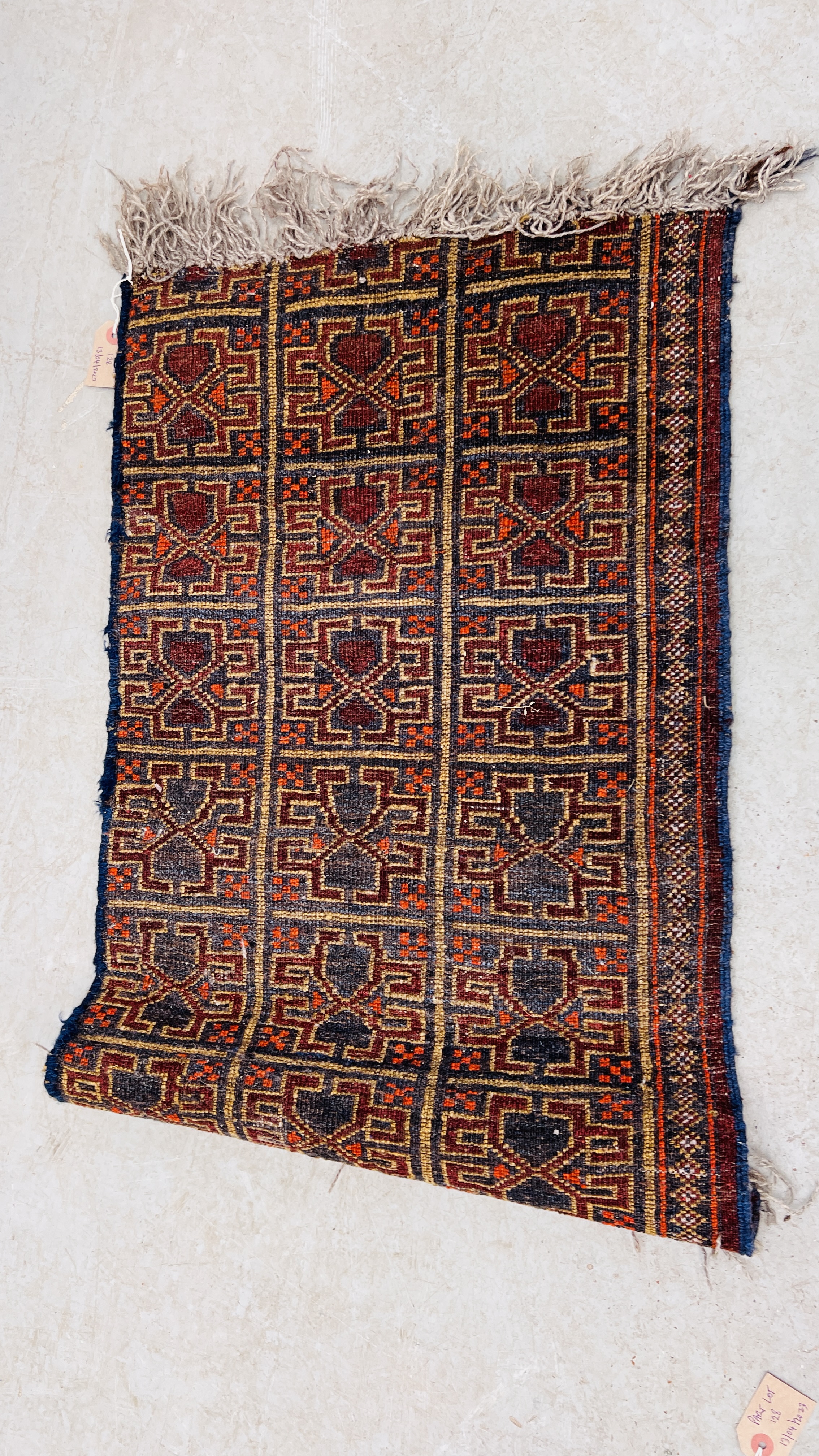 ORIENTAL RUG, THE CENTRAL PANELS WITH STYLIZED BUILDINGS (PROBABLY TURKISH) 190 X 62CM, - Image 9 of 9