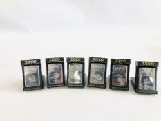 6 X CASED ZIPPO LIGHTERS "WILD WEST" COLLECTION INCLUDING PONY EXPRESS 1860, TRIAL BOSS 1860,