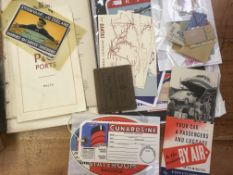 BOX OF TRANSPORT RELATED EPHEMERA, RAILWAY WITH TICKETS AND LABELS, SHIPPING ETC.