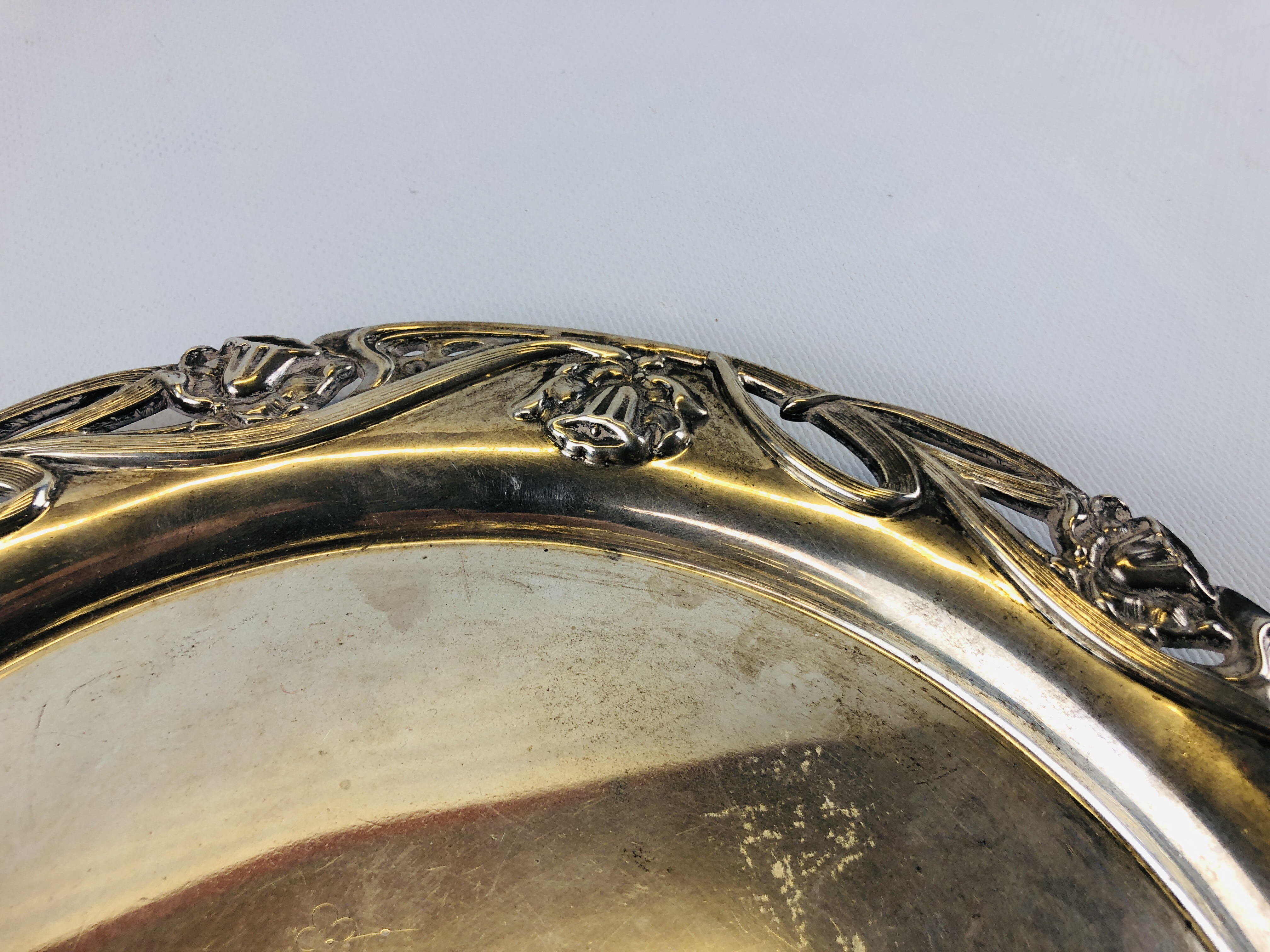 SILVER SALVER PEARCE BORDER AND ENGRAVED WILLIAM HUTTON AND SON SHEFFIELD 1905. - Image 7 of 11