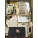 BOX OF MILITARY EPHEMERA, PHOTOGRAPHS, HMSO BOOKLETS ETC.
