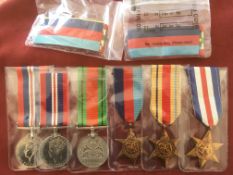 WW2 MEDALS COMPRISING 39-45 WAR MEDAL (2), STAR, AFRICA STAR, FRANCE AND GERMANY STAR, DEFENCE,