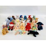 A BOX CONTAINING 30 TY BEANIE BABIES COLLECTORS TEDDY BEARS.