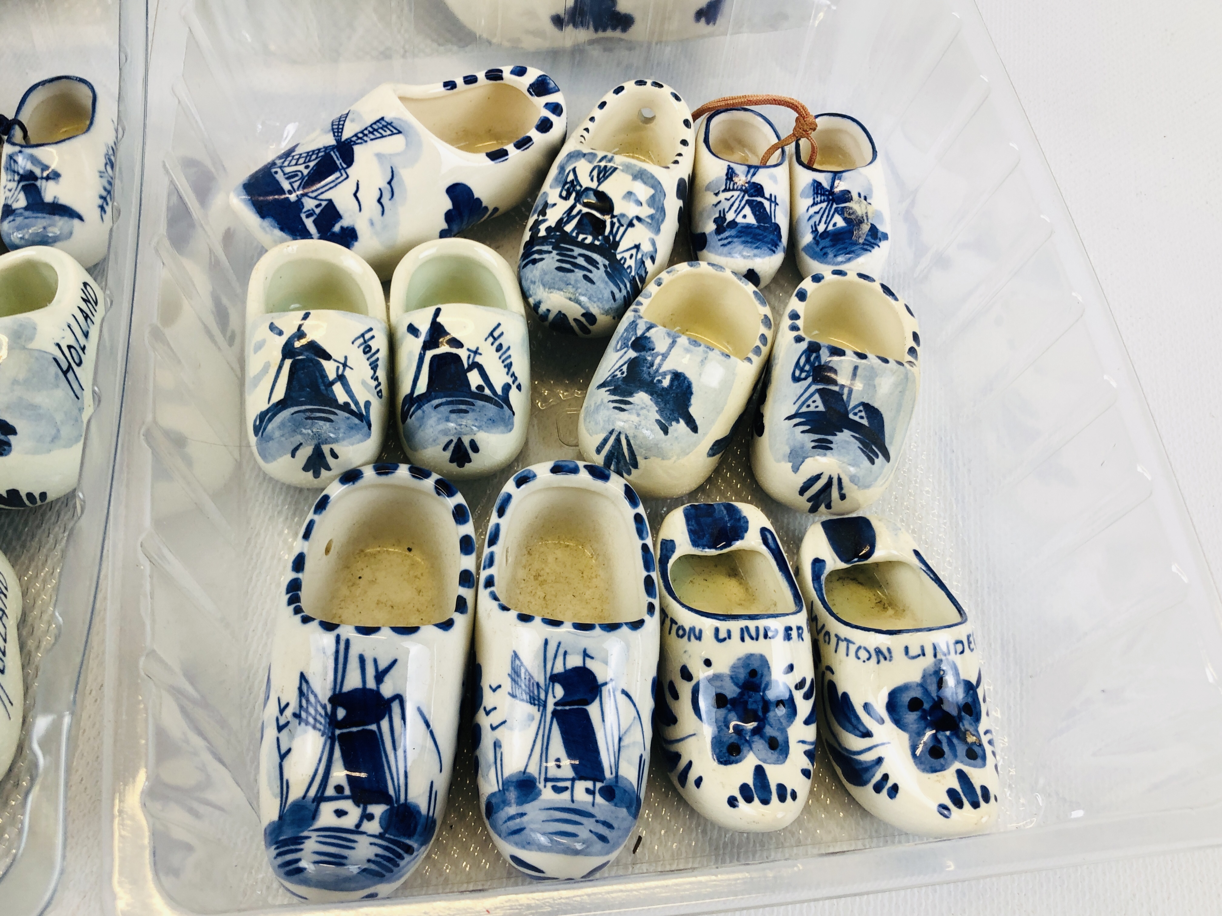 AN EXTENSIVE COLLECTION OF MINIATURE DELFT CLOGS. - Image 8 of 9