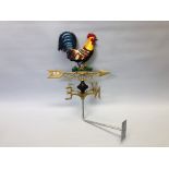 (R) COCKEREL WEATHER VANE WALL MOUNT