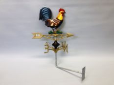 (R) COCKEREL WEATHER VANE WALL MOUNT