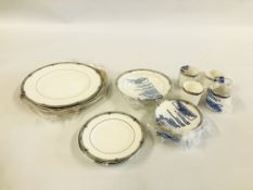 17 PIECES OF WEDGWOOD AMHERST DINNER AND COFFEE WARE INCLUDING CUPS, SAUCERS,