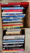2 BOXES CONTAINING A COLLECTION BOOKS RELATING TO CLASSIC CARS, MOTORBIKES, AIR CRAFT ETC.