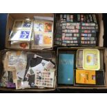 FOUR LARGE BOXES WITH A VAST ACCUMULATION GB AND OTHER STAMPS, COVERS, PHQ AND POSTCARDS,