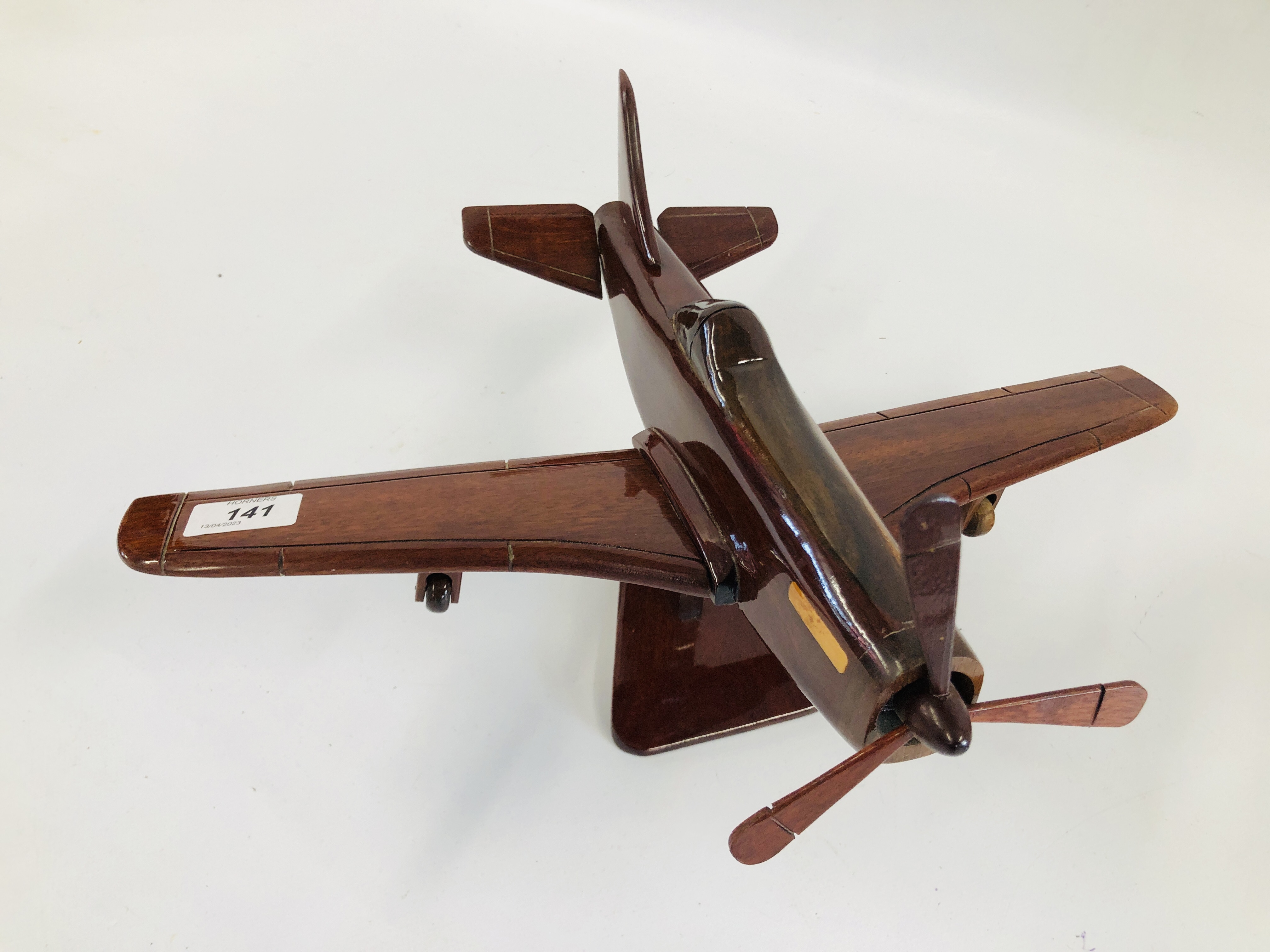 A HAND CRAFTED WOODEN SPITFIRE MODEL. - Image 2 of 4