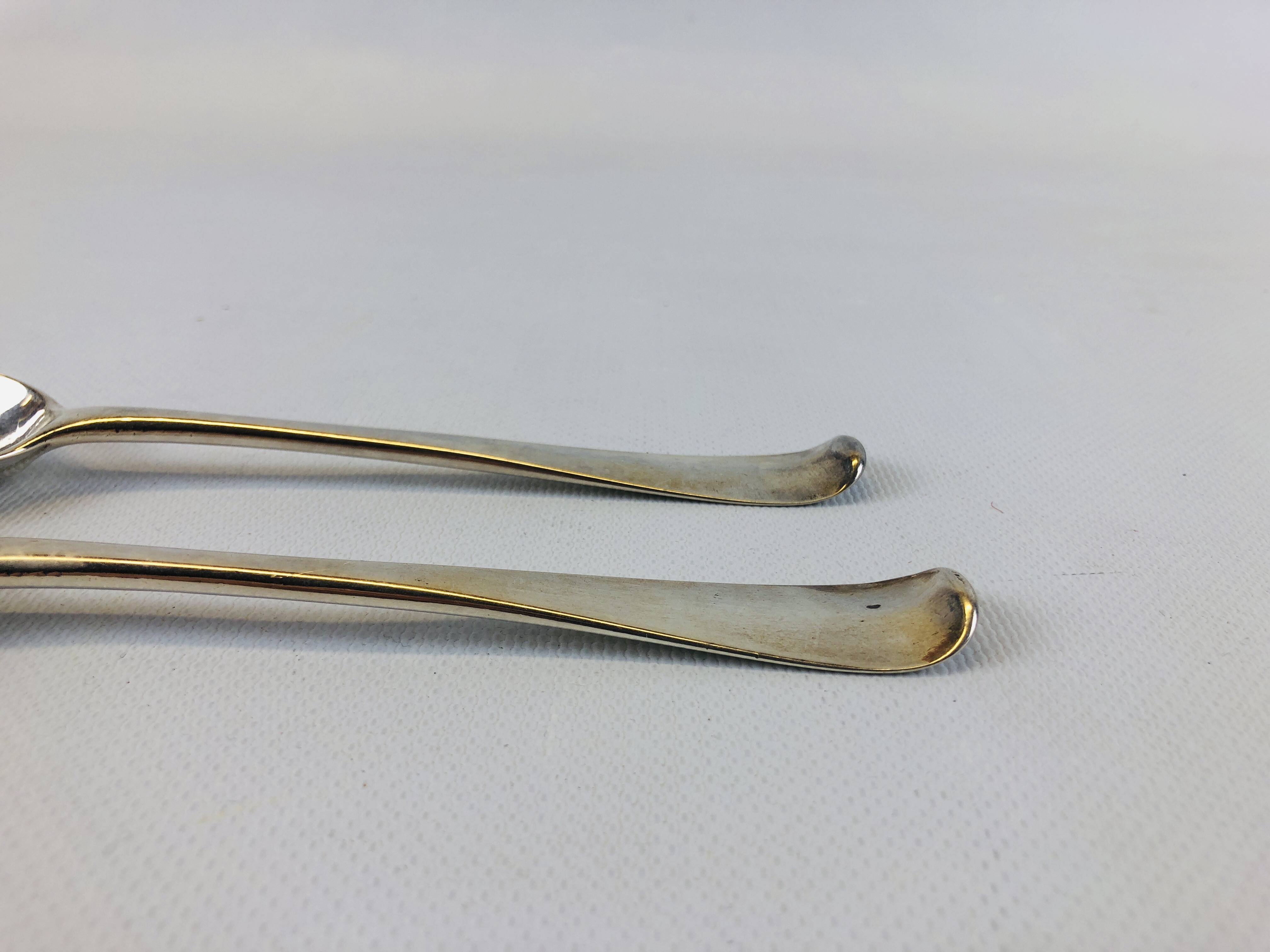 A PAIR OF GEORGE I SILVER SERVING SPOONS, LONDON 1721. - Image 3 of 10