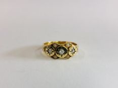 AN ANTIQUE 18CT GOLD DIAMOND AND CORAL RING, CHESTER 1883.