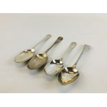 3 MID-C18TH HANOVERIAN PATTERN SILVER SERVING SPOONS, ONE BY W SCARLETT, LONDON 1732,