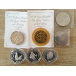 SMALL QUANTITY OF COINS INCLUDING UK £5 CROWNS (4),