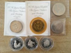 SMALL QUANTITY OF COINS INCLUDING UK £5 CROWNS (4),