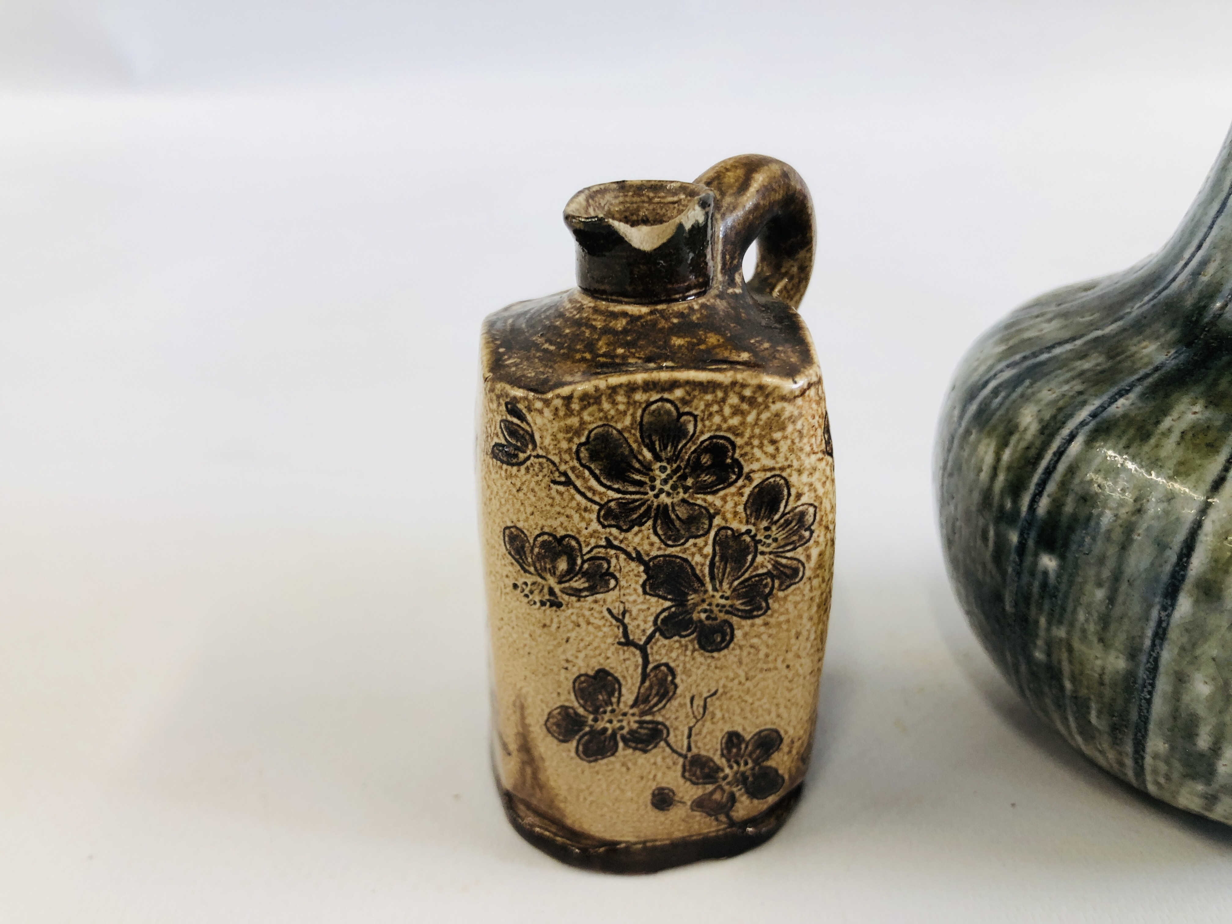 TWO PIECES OF MARTIN BROS. STUDIO POTTERY ONION VASE A/F - HEIGHT 11. - Image 2 of 12