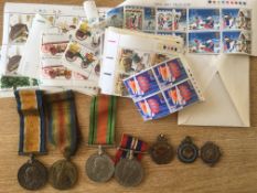 FOUR MILITARY MEDALS COMPRISING WW1 BURN AND VICTORY TO 2195 DVR E.T. WINN R.A.