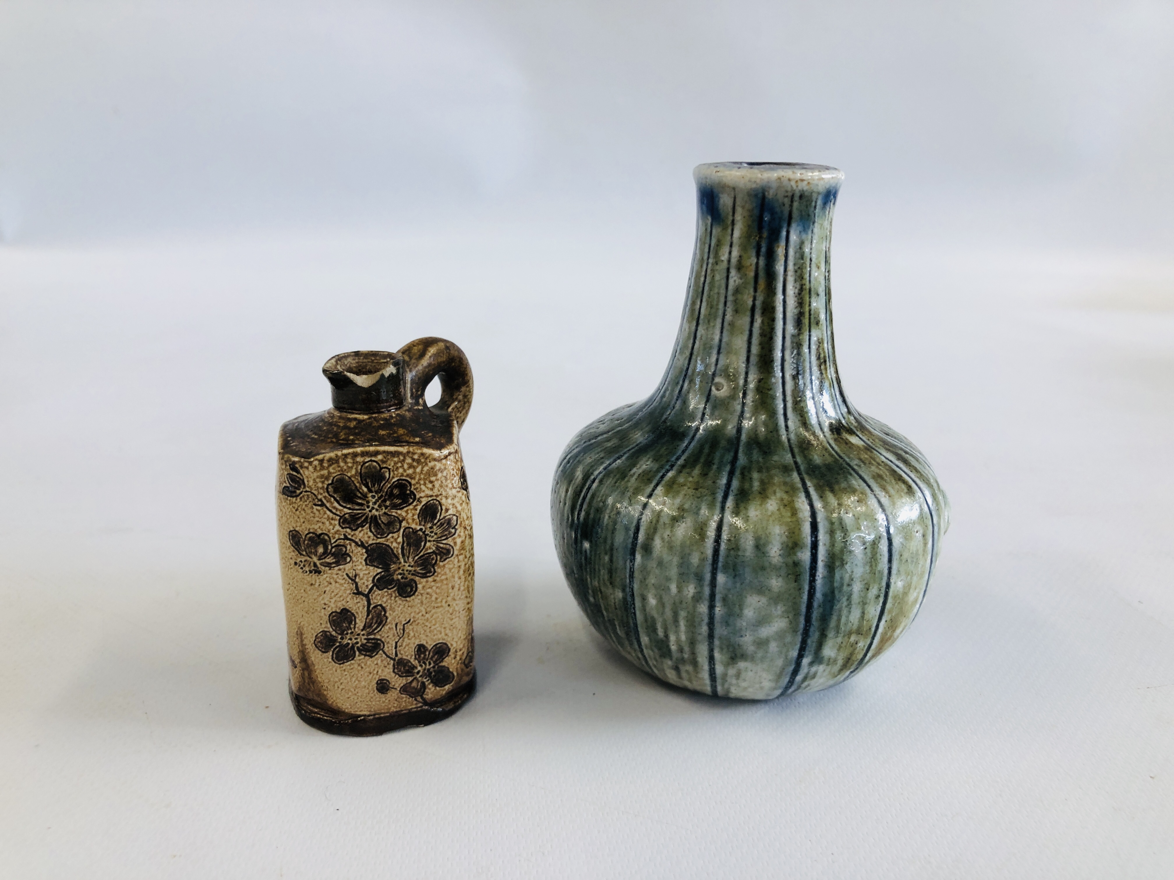 TWO PIECES OF MARTIN BROS. STUDIO POTTERY ONION VASE A/F - HEIGHT 11.