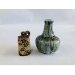 TWO PIECES OF MARTIN BROS. STUDIO POTTERY ONION VASE A/F - HEIGHT 11.