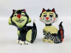 TWO LORNA BAILEY CAT ORNAMENTS H 13.5CM BEARING SIGNATURES.