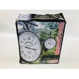 BOXED AS NEW GREENHURST DUAL FACE GARDEN CLOCK "PADDINGTON STATION".