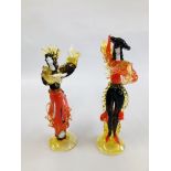 PAIR OF MURANO GLASS FIGURES SIGNED "FRANCO" TOFFOLO" H 36.5CM.