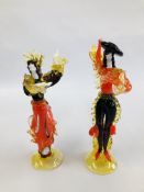 PAIR OF MURANO GLASS FIGURES SIGNED "FRANCO" TOFFOLO" H 36.5CM.