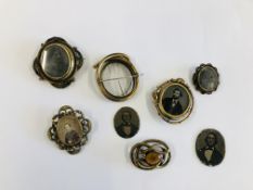 SMALL COLLECTION OF VICTORIAN MOURNING BROOCHES.