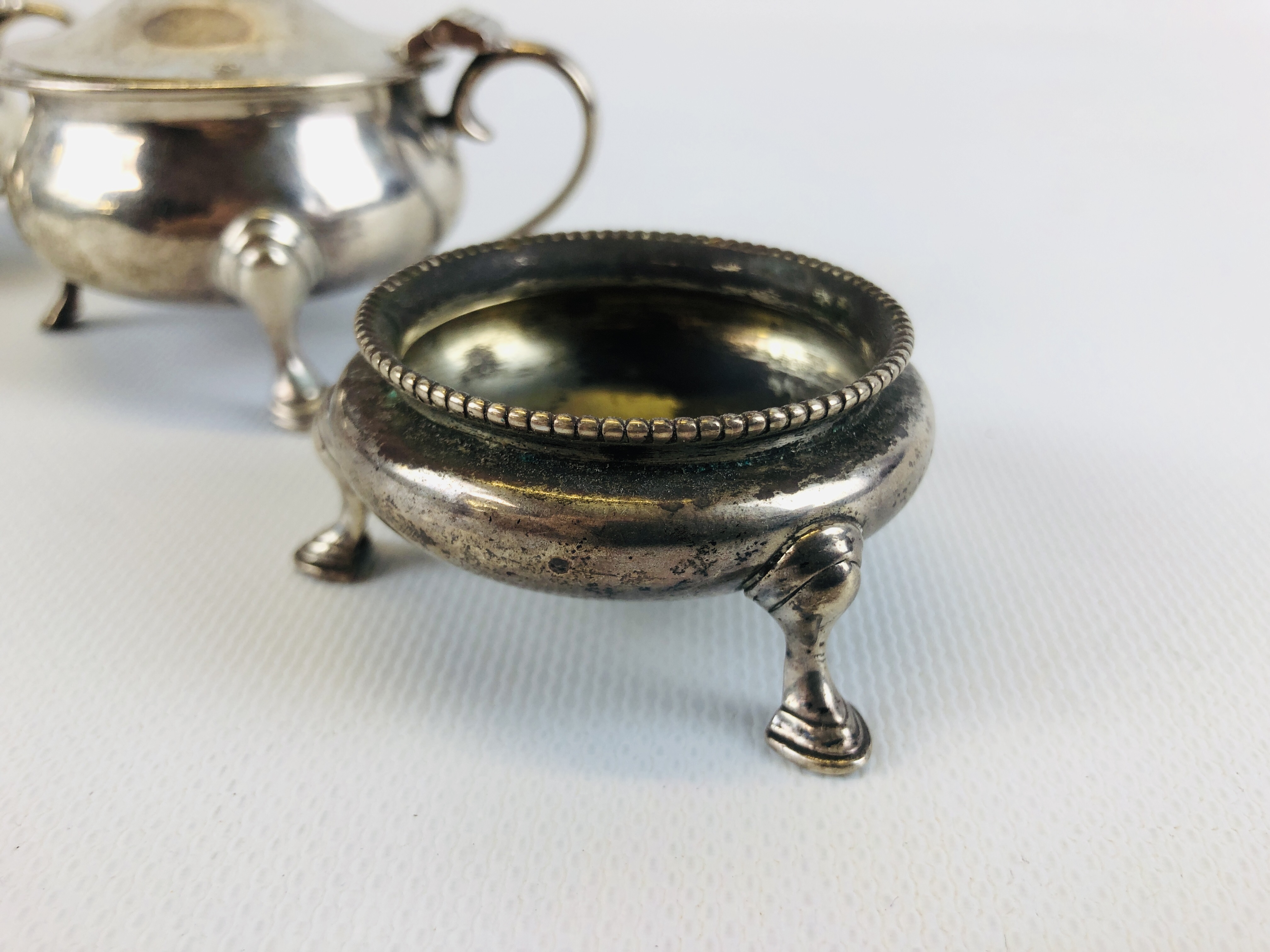 MATCHED SET OF SILVER CONDIMENTS A PAIR OF MUSTARDS LONDON 1940, - Image 2 of 23