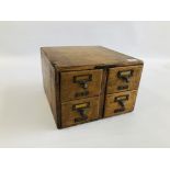 VINTAGE WOODEN FOUR DRAWER FILING CHEST, MAKERS PLAQUE 'LIBRARY BUREAU LTD, MADE IN CANADA'.