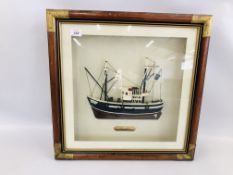 FRAMED 3D TRAWLER BOAT DISPLAY 54 X 54CM.