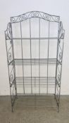 A MODERN METAL CRAFT 4 TIER FOLDING SHELF UNIT - GREY FINISH.