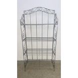 A MODERN METAL CRAFT 4 TIER FOLDING SHELF UNIT - GREY FINISH.