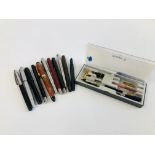 COLLECTION OF VINTAGE PENS AND WRITING EQUIPMENT INCLUDING A "SWAN" SELF-FILLER AND ESTERBROOK WITH