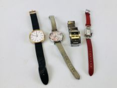 4 X LADIES WRIST WATCHES TO INCLUDE MARKED UNIFORM WARES, TOMMY HILFIGER,