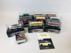 A COLLECTION OF 9 BOXED ATLAS DIE-CAST MODEL VEHICLES FROM THE "CLASSIC COACHES COLLECTION" ETC.