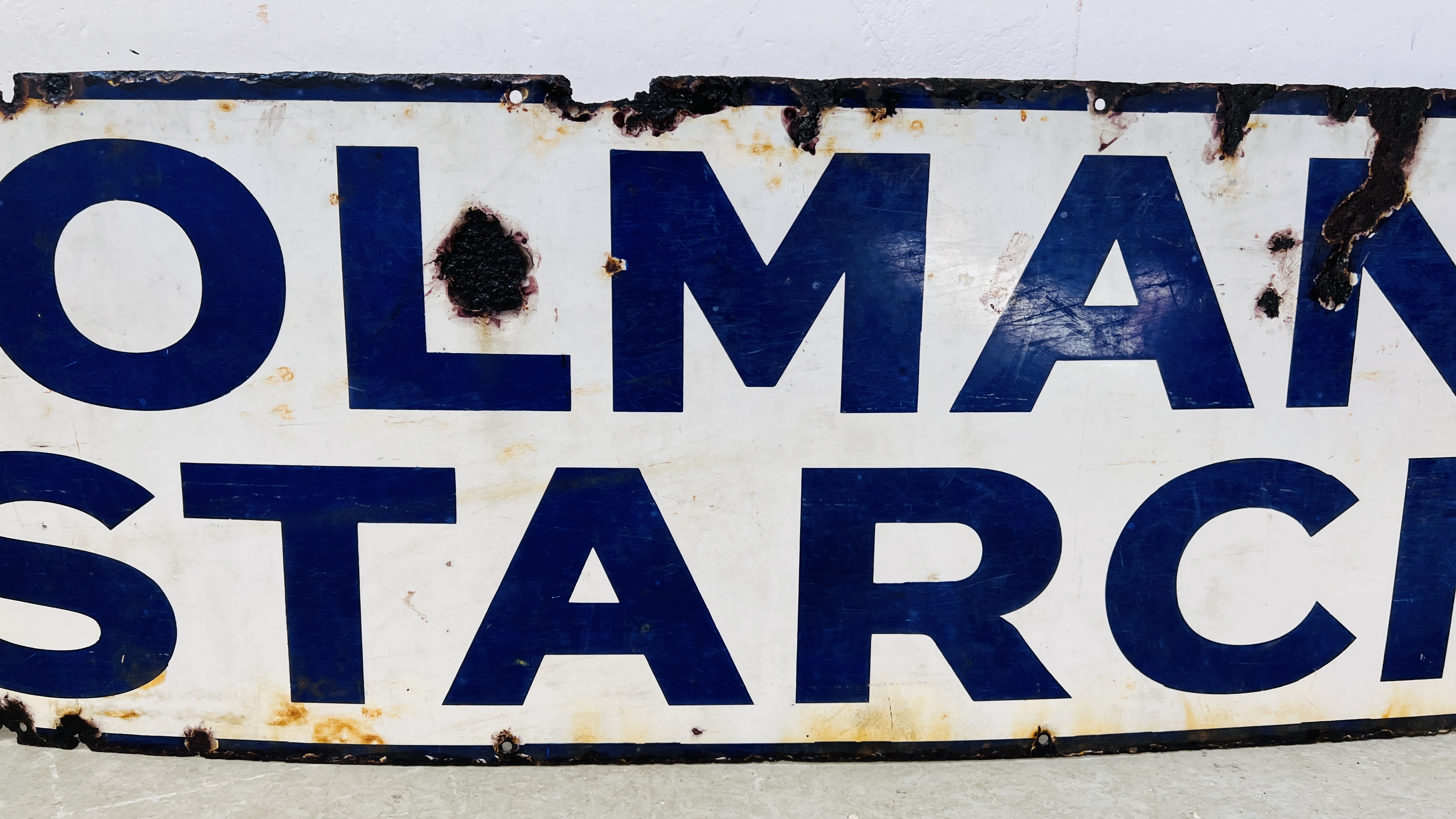 A VINTAGE "COLMAN'S STARCH" ENAMEL ADVERTISING SIGN 158CM L X 41CM H. - Image 3 of 5