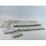 AN OLD ENGLISH PATTERN SILVER CANTEEN: 12 SERVING SPOONS, 12 DESSERT SPOONS, 12 TABLE FORKS,