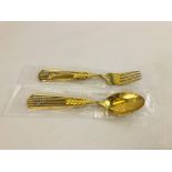 ANTON MICHELSEN SILVER & GILT ENAMELED COLLECTORS SPOON & FORK JULEN 1937