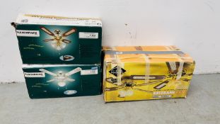 3 BOXED CEILING FANS - SOLD AS SEEN.