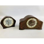 TWO VINTAGE MANTEL CLOCKS TO INCLUDE A SMITH'S EXAMPLE.
