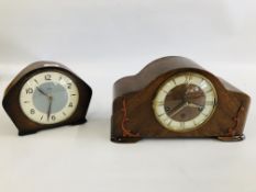 TWO VINTAGE MANTEL CLOCKS TO INCLUDE A SMITH'S EXAMPLE.