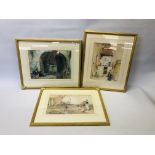 3 FRAMED W. RUSSELL FLINT PRINTS.