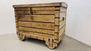 AN EXTREMELY LARGE RAJASTHANI 19th CENTURY DOWRY CHEST - 158CM W X 81CM D X 123CM H.